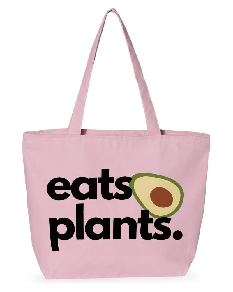 Eats Plants Avocado Zippered Tote Bag - Vegan Tote - Veggie Gift Light Pink $23.19 Totes