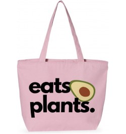 Eats Plants Avocado Zippered Tote Bag - Vegan Tote - Veggie Gift Light Pink $23.19 Totes