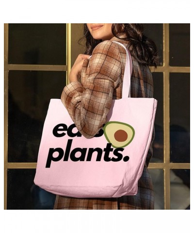 Eats Plants Avocado Zippered Tote Bag - Vegan Tote - Veggie Gift Light Pink $23.19 Totes