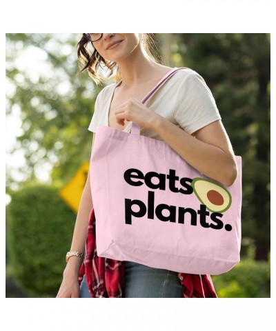 Eats Plants Avocado Zippered Tote Bag - Vegan Tote - Veggie Gift Light Pink $23.19 Totes