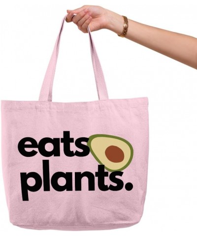 Eats Plants Avocado Zippered Tote Bag - Vegan Tote - Veggie Gift Light Pink $23.19 Totes