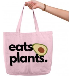 Eats Plants Avocado Zippered Tote Bag - Vegan Tote - Veggie Gift Light Pink $23.19 Totes