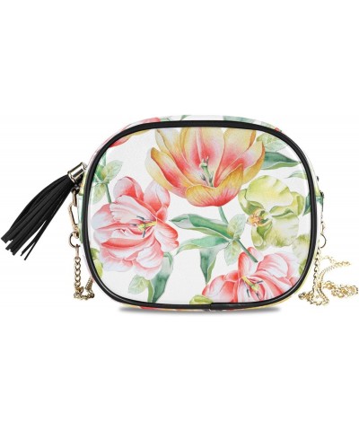 Women's Flowers Pink Peony Crossbody Bag Fashion Purses Bag Cross Body Bag Shoulder Handbag with Adjustable Chain Strap $12.9...