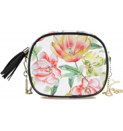 Women's Flowers Pink Peony Crossbody Bag Fashion Purses Bag Cross Body Bag Shoulder Handbag with Adjustable Chain Strap $12.9...