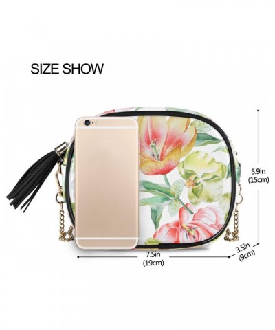 Women's Flowers Pink Peony Crossbody Bag Fashion Purses Bag Cross Body Bag Shoulder Handbag with Adjustable Chain Strap $12.9...