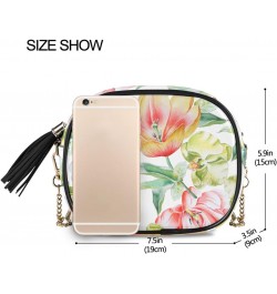 Women's Flowers Pink Peony Crossbody Bag Fashion Purses Bag Cross Body Bag Shoulder Handbag with Adjustable Chain Strap $12.9...