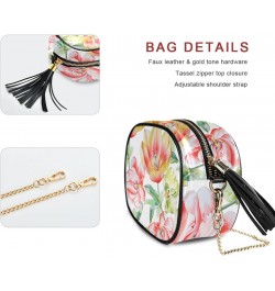 Women's Flowers Pink Peony Crossbody Bag Fashion Purses Bag Cross Body Bag Shoulder Handbag with Adjustable Chain Strap $12.9...