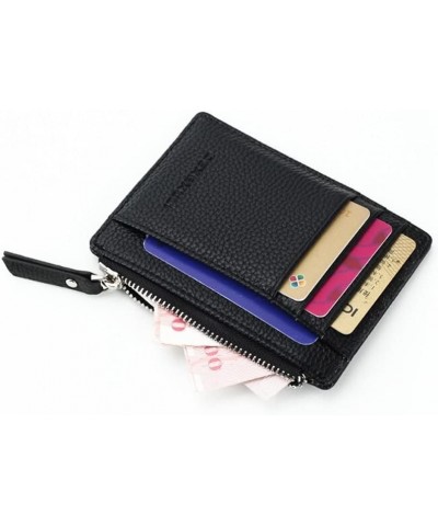 Small Men Wallet Women Zipper Coin Pocket Ultra Thin Wallet Mini Leather Card Holders 8 Card Slots Purse 6 Colors (Color : Ro...