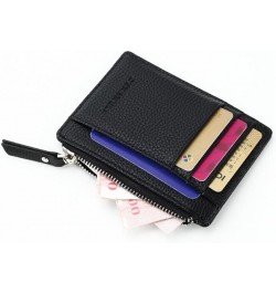 Small Men Wallet Women Zipper Coin Pocket Ultra Thin Wallet Mini Leather Card Holders 8 Card Slots Purse 6 Colors (Color : Ro...