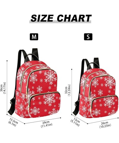 Floral Ladies Backpack with Multiple Zip Pockets, Light Weight Backpack Durable Quilted Travel Bag Christmas Snowflakes Small...