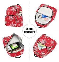 Floral Ladies Backpack with Multiple Zip Pockets, Light Weight Backpack Durable Quilted Travel Bag Christmas Snowflakes Small...