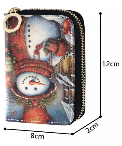 Women's Cute Snowman Credit Card Holder Wallet Leather Zipper Card Case for Ladies Girls 20323139 $13.24 Wallets