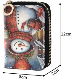 Women's Cute Snowman Credit Card Holder Wallet Leather Zipper Card Case for Ladies Girls 20323139 $13.24 Wallets