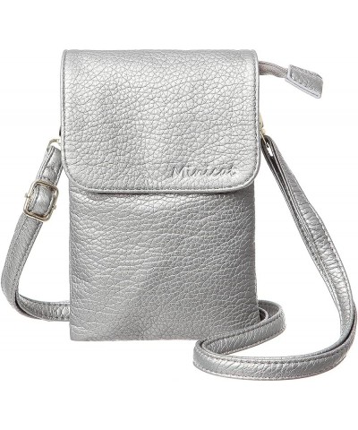 Roomy Pockets Small Crossbody Bags Cell Phone Wallet Purses for Women Silver $18.21 Crossbody Bags