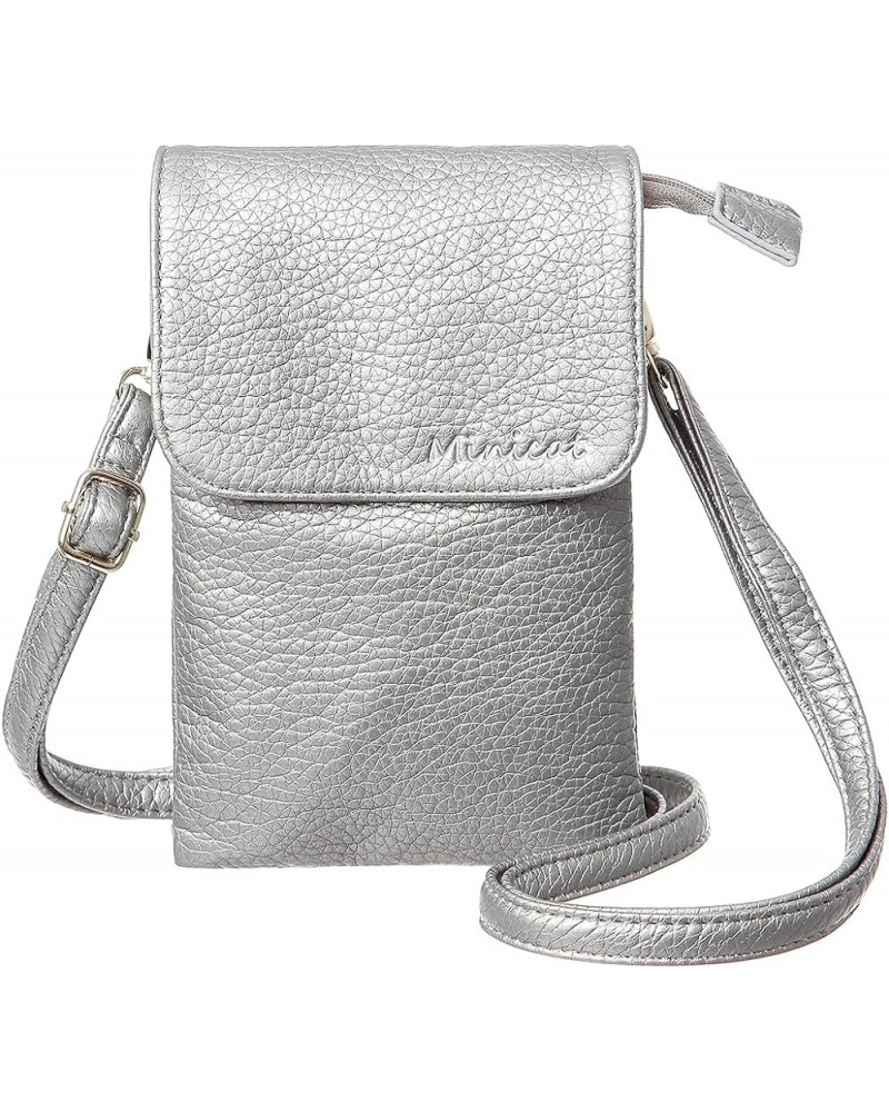 Roomy Pockets Small Crossbody Bags Cell Phone Wallet Purses for Women Silver $18.21 Crossbody Bags