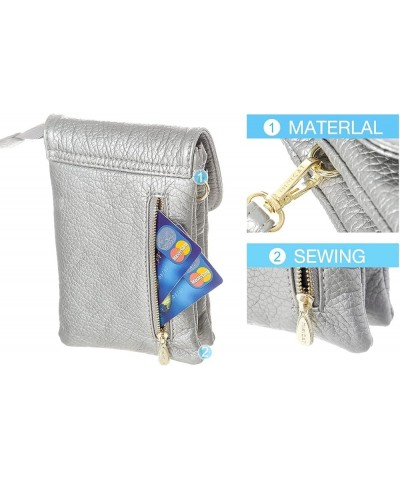 Roomy Pockets Small Crossbody Bags Cell Phone Wallet Purses for Women Silver $18.21 Crossbody Bags