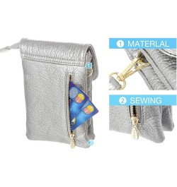 Roomy Pockets Small Crossbody Bags Cell Phone Wallet Purses for Women Silver $18.21 Crossbody Bags