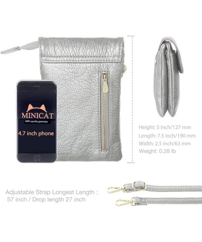 Roomy Pockets Small Crossbody Bags Cell Phone Wallet Purses for Women Silver $18.21 Crossbody Bags