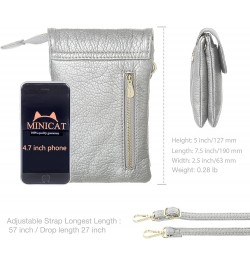 Roomy Pockets Small Crossbody Bags Cell Phone Wallet Purses for Women Silver $18.21 Crossbody Bags