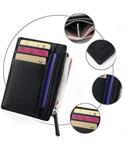 Small Men Wallet Women Zipper Coin Pocket Ultra Thin Wallet Mini Leather Card Holders 8 Card Slots Purse 6 Colors (Color : Ro...