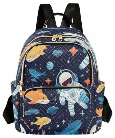 Space Shark Astronaut Women Backpack Purse Ladies Fashion Shoulder Bag Daypack Travel Bag 10L Small $19.94 Backpacks