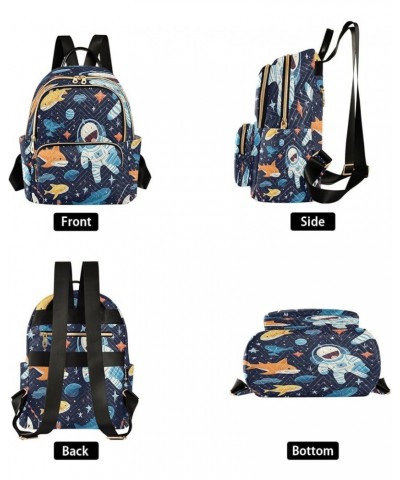 Space Shark Astronaut Women Backpack Purse Ladies Fashion Shoulder Bag Daypack Travel Bag 10L Small $19.94 Backpacks