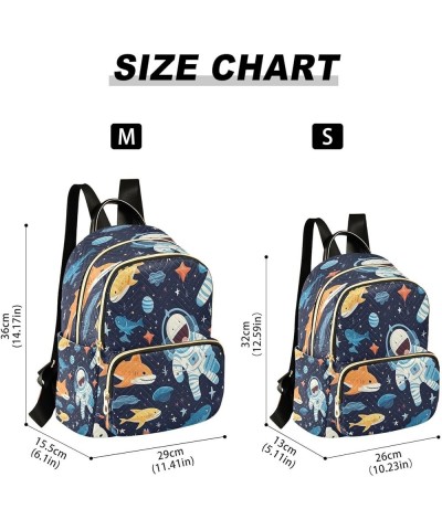 Space Shark Astronaut Women Backpack Purse Ladies Fashion Shoulder Bag Daypack Travel Bag 10L Small $19.94 Backpacks