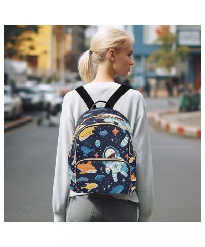 Space Shark Astronaut Women Backpack Purse Ladies Fashion Shoulder Bag Daypack Travel Bag 10L Small $19.94 Backpacks