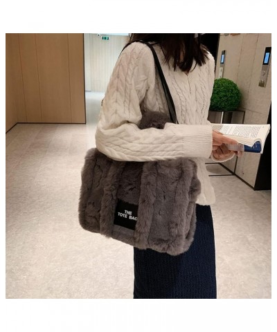 Tote Bags for Women Puffer Tote Bag Plush Tote Purse Crossbody/Handbag Grey $11.04 Totes