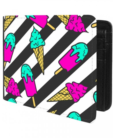 Unique Desige Pattern - Colorful ice cream on stripes, Slim Front Pocket Wallet Billfold RFID Blocking $9.79 Wallets