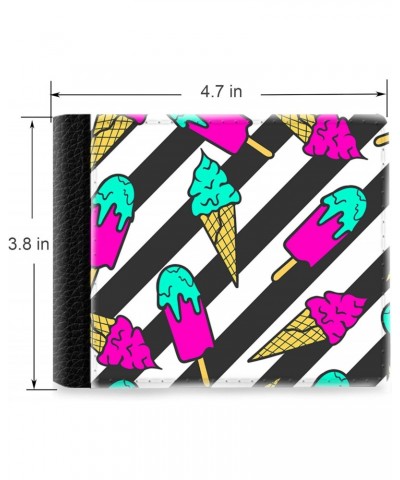 Unique Desige Pattern - Colorful ice cream on stripes, Slim Front Pocket Wallet Billfold RFID Blocking $9.79 Wallets