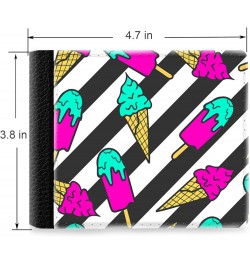 Unique Desige Pattern - Colorful ice cream on stripes, Slim Front Pocket Wallet Billfold RFID Blocking $9.79 Wallets