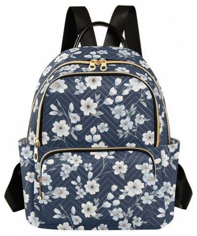 Flower Blue Floral Pattern Fashion Backpack Purse for Women, Casual Daypacks, Ladies Gift for Traveling Hiking Multicolor Sma...