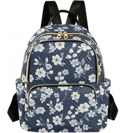 Flower Blue Floral Pattern Fashion Backpack Purse for Women, Casual Daypacks, Ladies Gift for Traveling Hiking Multicolor Sma...