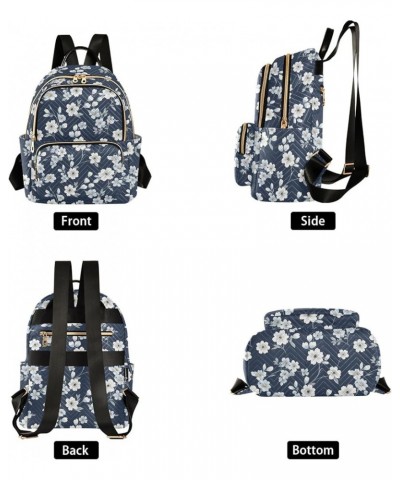 Flower Blue Floral Pattern Fashion Backpack Purse for Women, Casual Daypacks, Ladies Gift for Traveling Hiking Multicolor Sma...