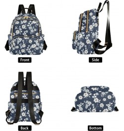 Flower Blue Floral Pattern Fashion Backpack Purse for Women, Casual Daypacks, Ladies Gift for Traveling Hiking Multicolor Sma...