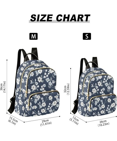 Flower Blue Floral Pattern Fashion Backpack Purse for Women, Casual Daypacks, Ladies Gift for Traveling Hiking Multicolor Sma...