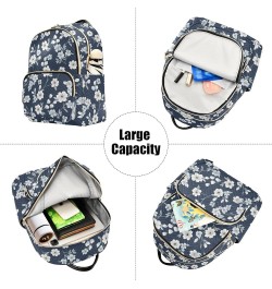 Flower Blue Floral Pattern Fashion Backpack Purse for Women, Casual Daypacks, Ladies Gift for Traveling Hiking Multicolor Sma...