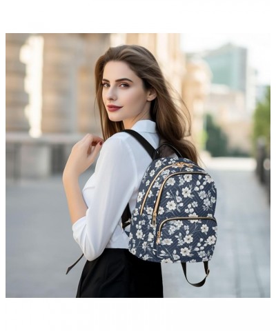 Flower Blue Floral Pattern Fashion Backpack Purse for Women, Casual Daypacks, Ladies Gift for Traveling Hiking Multicolor Sma...