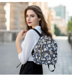 Flower Blue Floral Pattern Fashion Backpack Purse for Women, Casual Daypacks, Ladies Gift for Traveling Hiking Multicolor Sma...