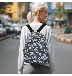 Flower Blue Floral Pattern Fashion Backpack Purse for Women, Casual Daypacks, Ladies Gift for Traveling Hiking Multicolor Sma...