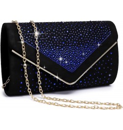 Women Rhinestone Evening Bag Faux Suede Clutch Formal Party Sparkly Purses Cocktail Wedding Handbag Blue $11.75 Evening Bags