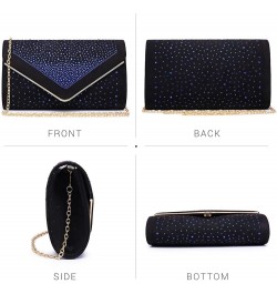 Women Rhinestone Evening Bag Faux Suede Clutch Formal Party Sparkly Purses Cocktail Wedding Handbag Blue $11.75 Evening Bags