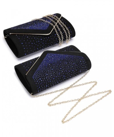 Women Rhinestone Evening Bag Faux Suede Clutch Formal Party Sparkly Purses Cocktail Wedding Handbag Blue $11.75 Evening Bags