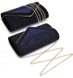 Women Rhinestone Evening Bag Faux Suede Clutch Formal Party Sparkly Purses Cocktail Wedding Handbag Blue $11.75 Evening Bags