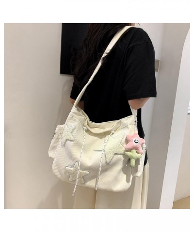 Cute Kawaii Messenger Bag Canvas Crossbody Bag Aesthetic Shoulder Bag for Women Men Flap Messenger Bag with Pockets A02-white...