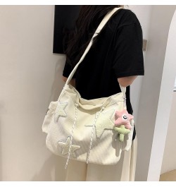 Cute Kawaii Messenger Bag Canvas Crossbody Bag Aesthetic Shoulder Bag for Women Men Flap Messenger Bag with Pockets A02-white...