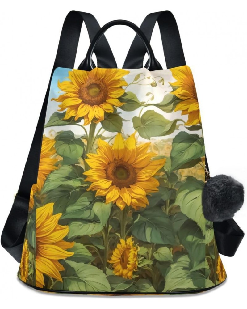 Sunflower Drawing Women Backpack, Fashion Anti Theft Casual Daypack Shoulder Bag Purse for Travel Work 15 inches $19.68 Backp...