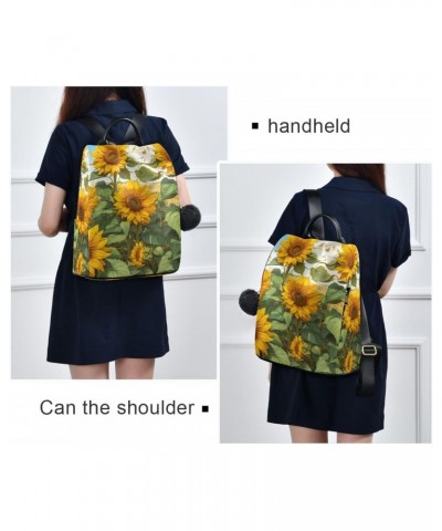 Sunflower Drawing Women Backpack, Fashion Anti Theft Casual Daypack Shoulder Bag Purse for Travel Work 15 inches $19.68 Backp...