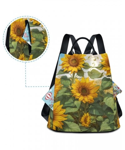 Sunflower Drawing Women Backpack, Fashion Anti Theft Casual Daypack Shoulder Bag Purse for Travel Work 15 inches $19.68 Backp...